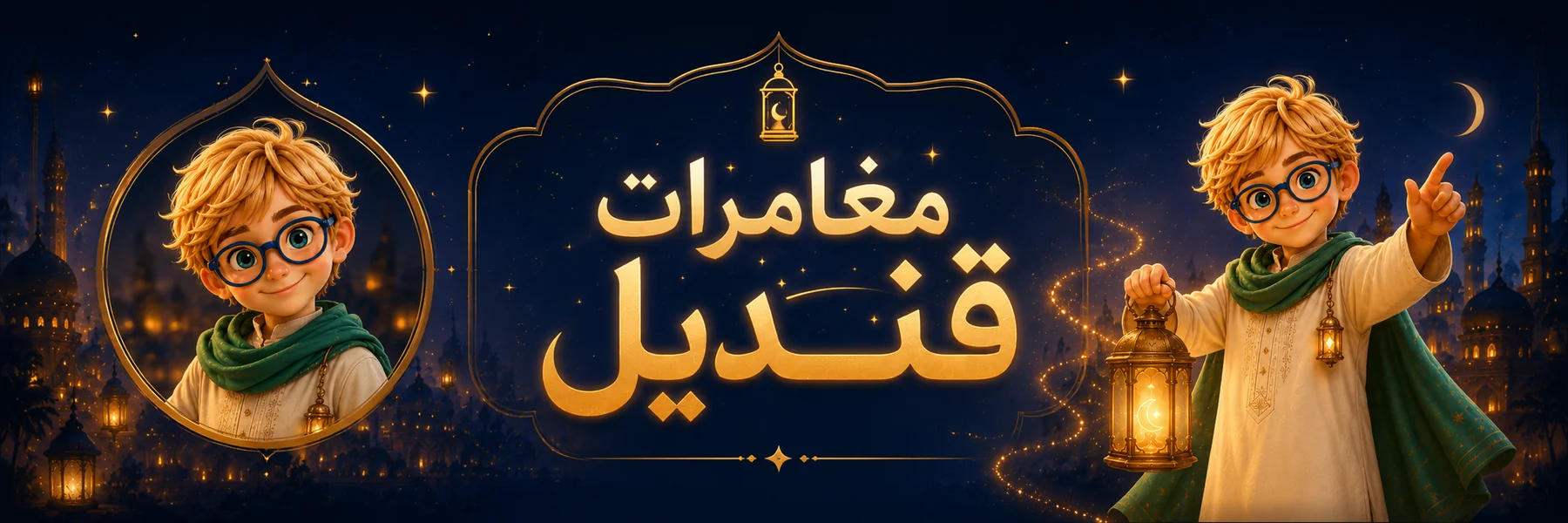 ترويسة قناة مغامرات قنديل على يوتيوب